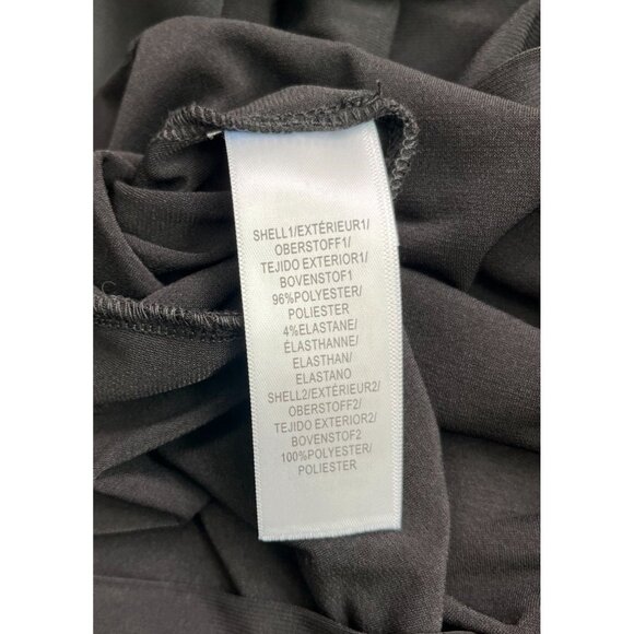 Adrianna Papell Chiffon Overlay Dress Flutter Sleeves Black Midi SZ 12-14 Approx - Picture 10 of 12